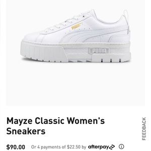 Puma- Mayze Classic Women’s Sneakers. Color: White. Size: US- 8. Eur- 38.5